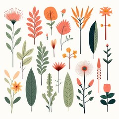 Botany plant identification hike flat design side view wild flora exploration theme animation Triadic Color Scheme