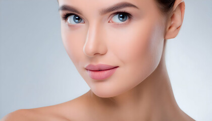 Fototapeta premium Close up, High-quality woman skincare on face on digital art concept.
