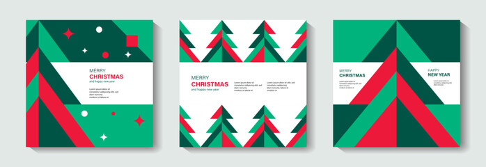 A set of  Merry Christmas and New Year greeting cards, posters, banner, holiday covers. Christmas templates with  in a modern minimalist style for the Internet, social network