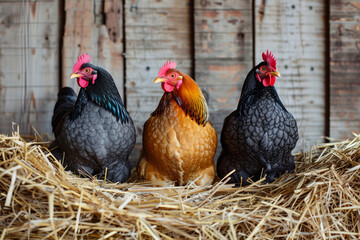 three large adult hens