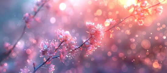 Soft Pastel Blossoms in Ethereal Bokeh Lighting Capturing a Serene and Elegant Nature Scene