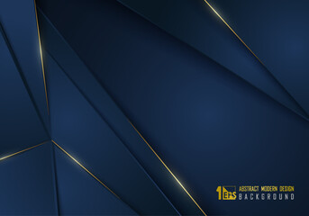 Abstract luxury gold template with classic gradient blue template decoration artwork design background.