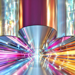 Abstarct background with reflective surfaces and vibrant light beams. Speed, technology, abstract and innovation