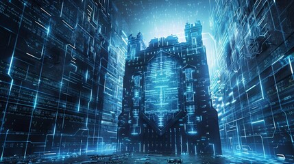 Futuristic Cyber Security Fortress Concept