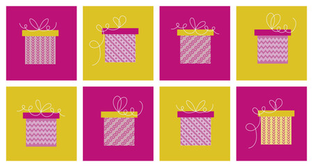 Set of gift boxes. Flat vector illustration