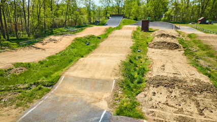 Aerial View of Serpentine BMX Track in Lush Green Park