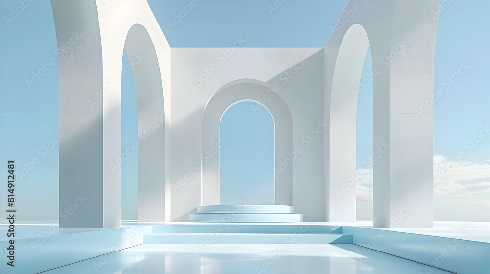 Poster minimalist architectural backdrop with open space for product display