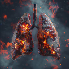 A lung made of trees filled with burning black coals, a sensation of breath and relief.