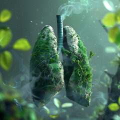 Forest trees in the Lung shape. Concept image, Showing dense forest trees in the shape of a lung. In the lush and pristine forest.