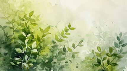 A soft and delicate splash of pastel green watercolors, evoking the tender greens of new spring growth
