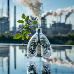 Forest trees in the Lung shape. Concept image, Showing dense forest trees in the shape of a lung. In the lush and pristine forest.