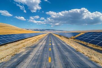 A big empty highway leads straight into the sky, high quality, high resolution
