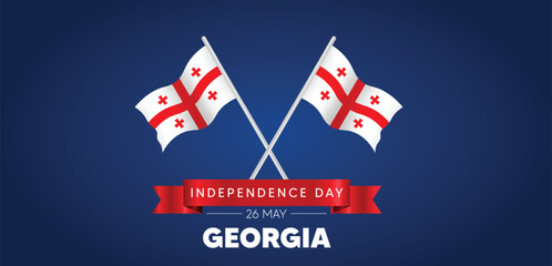 Georgia Independence Day 26 May cross waving flag vector poster