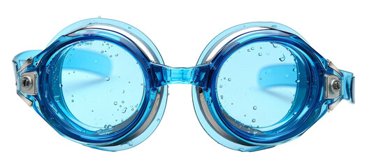 Blue swimming goggles with clear lenses isolated on transparent background png