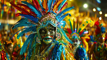 close up of a carnival mask, close up of a carnival scene in the brazil, face with carnival mask, colored faces