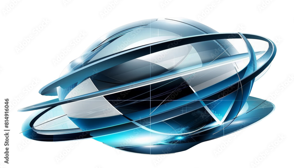 Poster futuristic blue sphere design with dynamic layers isolated on transparent background png