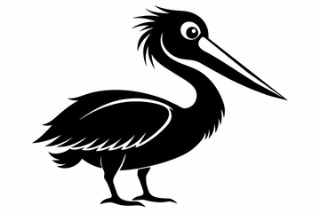 Fototapeta premium A pelican bird silhouette black vector artwork illustration