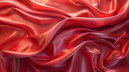 Obraz premium Red crumpled silk fabric, soft and smooth, with a luxurious feel.