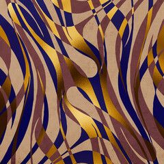 Abstract art. Artistic illustration for printing. The Art of the Golden Wall. Modern interior design. Vintage grunge old .