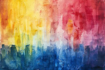 Digital image of  rainbow colored painting of a watercolor background