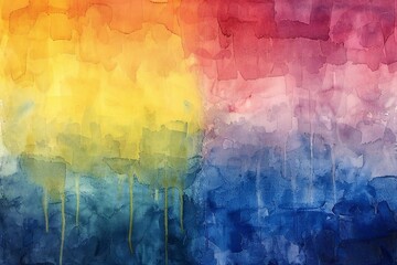 Featuring a  rainbow colored painting of a watercolor background