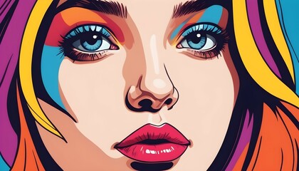 Illustrate a girls face in a pop art inspired lin upscaled_2