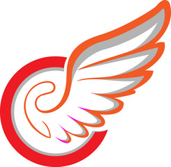 Obraz premium Web wings logo with circles and gears