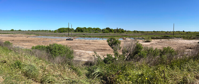 Artificial wetland under construction along the Gulf Coast in Palacios Texas