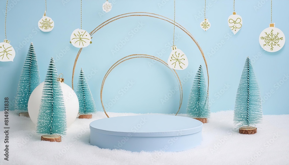 Poster display product podium and element merry christmas to display product or podium empty to display pro