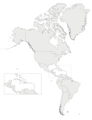 Blank Political America Map vector illustration isolated in white background. Editable and clearly labeled layers.