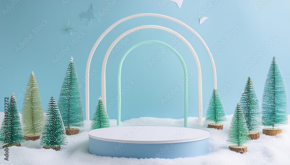 Poster display product podium and element merry christmas to display product or podium empty to display pro