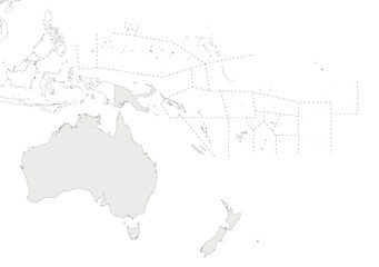 Fototapeta premium Blank Political Oceania Map vector illustration isolated in white background. Editable and clearly labeled layers.