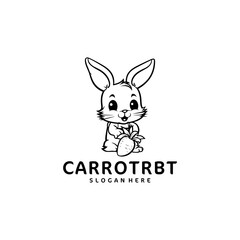 Fototapeta premium Rabbit and carrot logo vector illustration