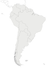 Blank Political South America Map vector illustration isolated in white background. Editable and clearly labeled layers.
