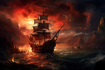 Navigating the fiery seas.