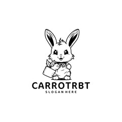 Rabbit and carrot logo vector illustration