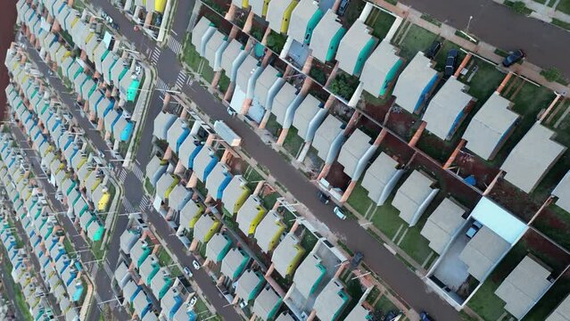 Set of housing with several Brazilian houses, known as popular residences. Housing area in Brazil.