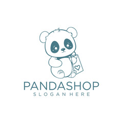 Shopping panda logo vector illustration