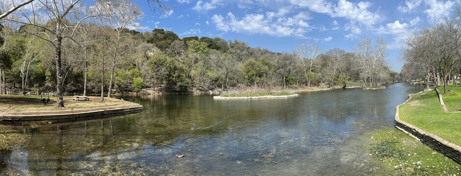 Landa Lake at Spring Island in New Braunfels Texas during spring