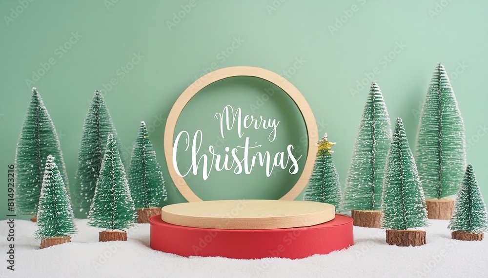 Poster display product podium and element merry christmas to display product or podium empty to display pro