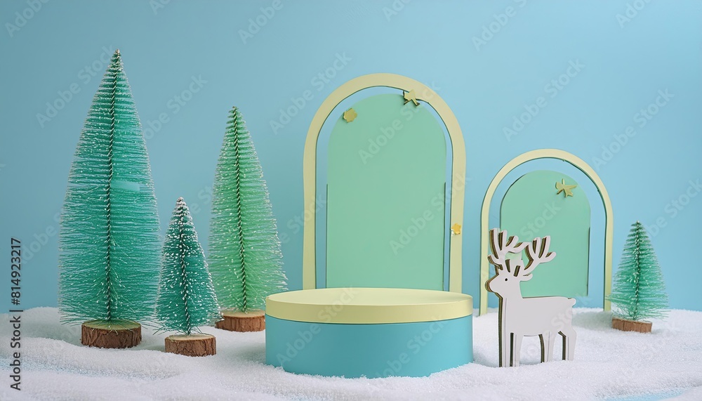 Poster display product podium and element merry christmas to display product or podium empty to display pro