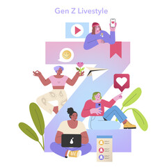 Obraz premium Gen Z Lifestyle concept. Vector illustration