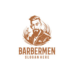 Barber men logo vector illustration