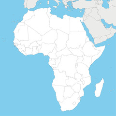 Blank Political Africa Map vector illustration with countries in white color. Editable and clearly labeled layers.