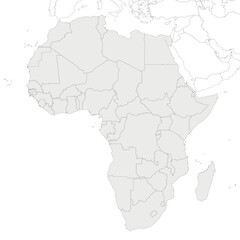 Blank Political Africa Map vector illustration isolated in white background. Editable and clearly labeled layers.