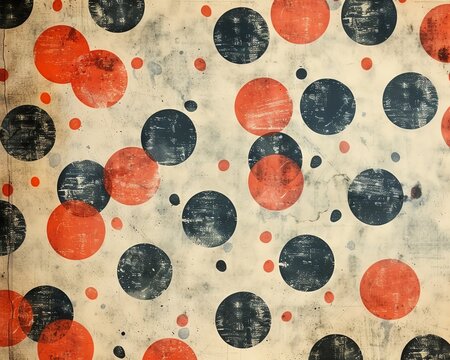 Retrovintage background with a pattern of faded polka dots and aged textures, capturing the essence of the 1960s
