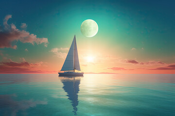 Evening sail. Sailing wallpaper.