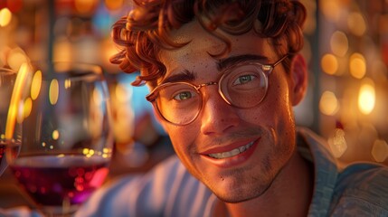 3D rendering of a cute young man on National Wine Day.