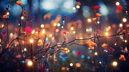 Bokeh lights twinkling in festive scene