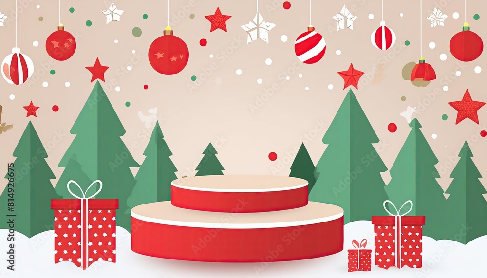 Poster display product podium and element merry christmas to display product or podium empty to display pro